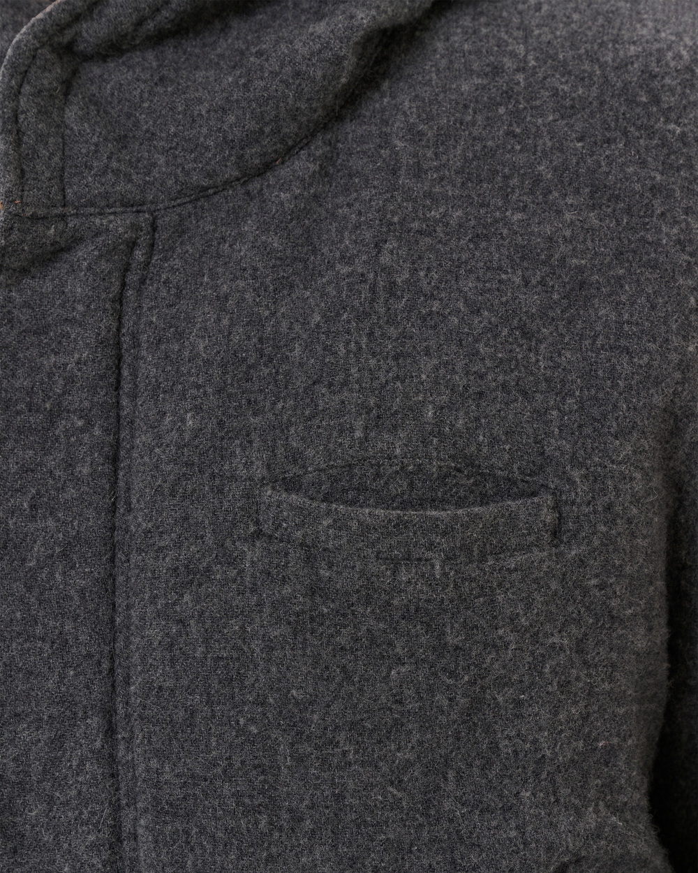 UNDERCOVER ПАЛЬТО СЕРОЕ С КАПЮШОНОМ ИЗ ШЕРСТИ