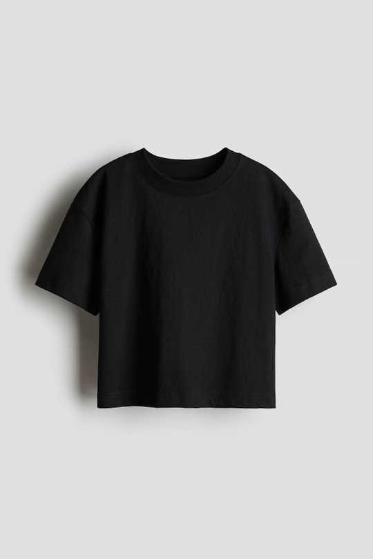 H&M Укороченная однотонная футболка, черный