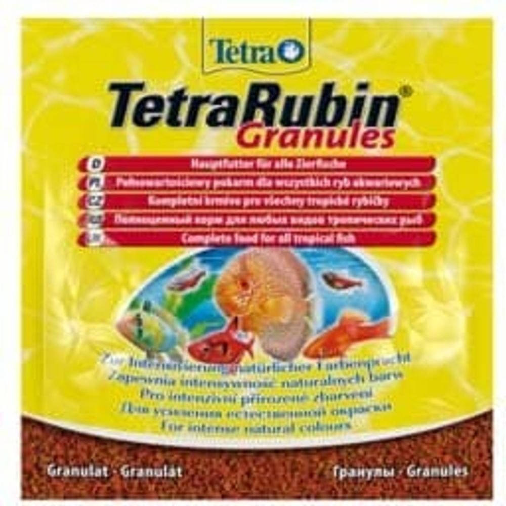 TetraRubin корм в гранулах для улуч.окраса всех видов рыб 15 г (sachet)