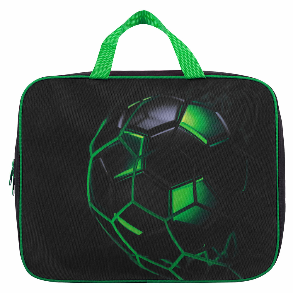 Папка на молнии с ручками BRAUBERG KIDS А4, 1 отделение, полиэстер, 80мм, Green ball, 272123