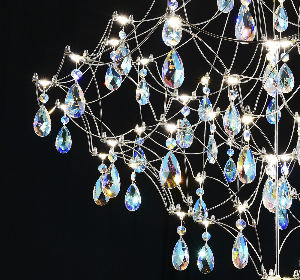 Подвесная люстра светодиодная с пультом и хрустальными подвесками K9 MyFar Allegria MR2640-66P-50СD