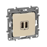 Розетка USB тип А / тип А 3000мА 15Вт - слоновая кость ETIKA Legrand