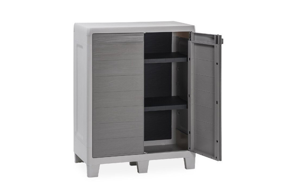 Уличная тумба TOOMAX 2х дверная глубокая WOODY'S XL (2 полки), светло-серый