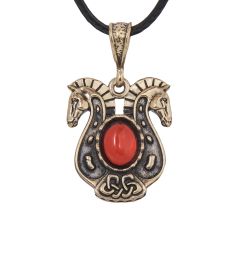 AM-4248 Подвеска «Кони» (латунь, янтарь)