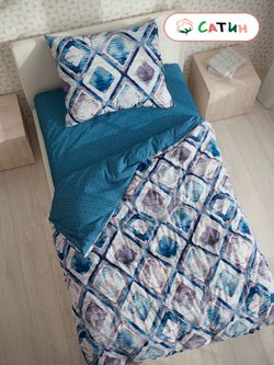 Постельное белье сатин Milky Garden "Diamond/Diamond (компаньон)" 1,5-сп Наволочка 50х70 см 1 шт Простынь 150x215 см Пододеяльник 145x215 см