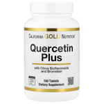 California Gold Nutrition, Quercetin Plus с кверцетином, витамином C, цитрусовыми биофлавоноидами, бромелаином и куркумой, 100 таблеток