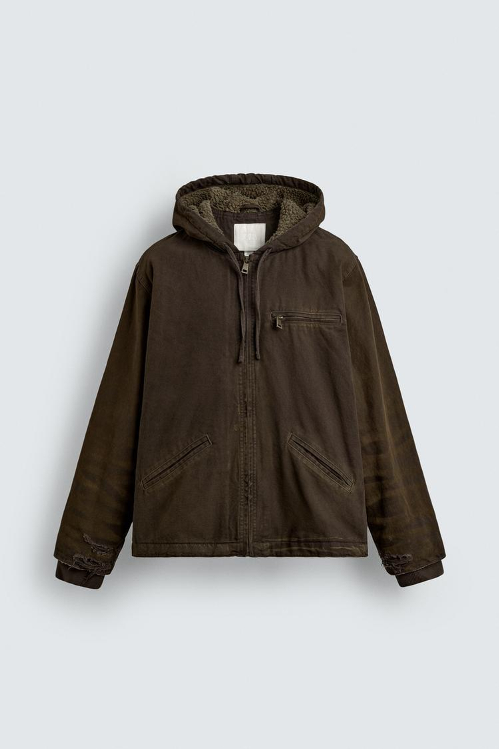 ZARA КУРТКА С ЭФФЕКТОМ ВИНТАЖНОЙ ПОТЕРТОСТИ, КОРИЧНЕВЫЙ