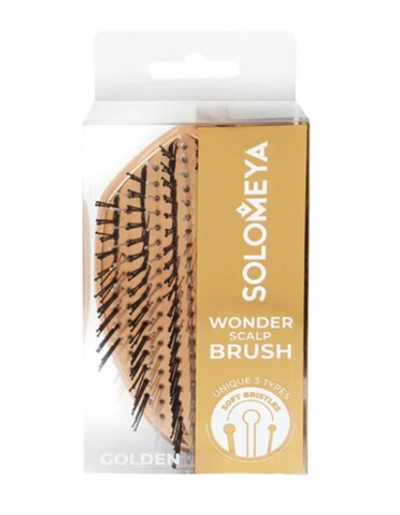 [Solomeya] Мини-расческа для распутывания, массажа и мытья кожи головы ЗОЛОТАЯ Wonder Scalp Brush Golden Mini, 1шт