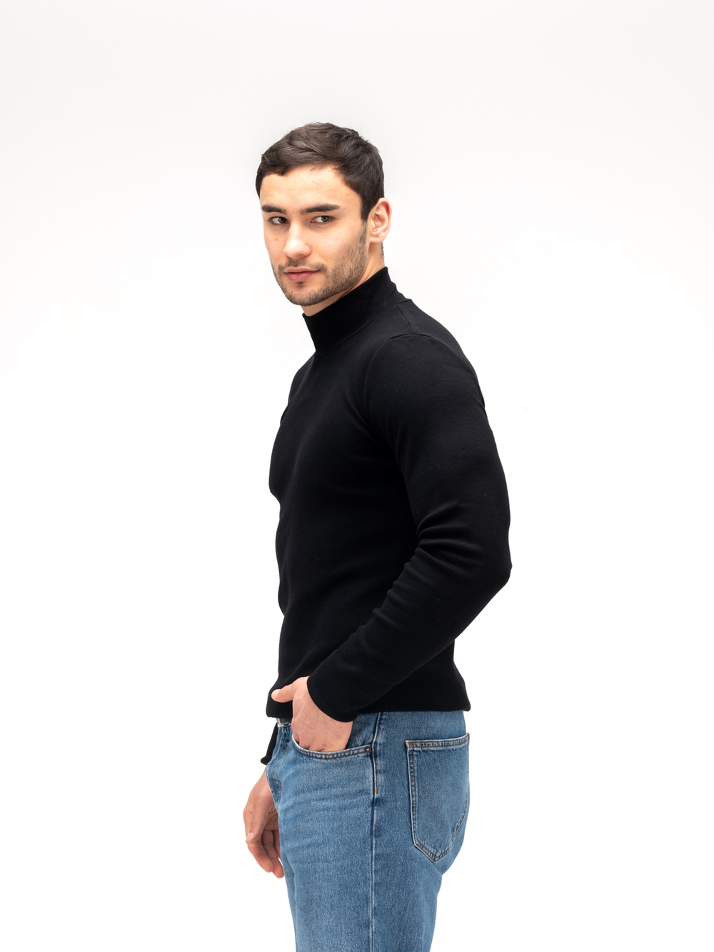 Водолазка мужская хлопковая. Черная