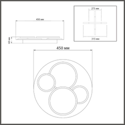 7734/60L MITRA LED SN 602 Светильник металл/акрил/стекло/белый/под дерево LED 60Вт 3000-6500К D450 IP20 пульт ДУ PINE