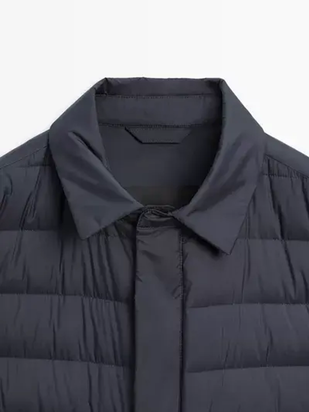 Massimo Dutti Непромокаемая легкая парка из смесового пуха, морской темно-синий