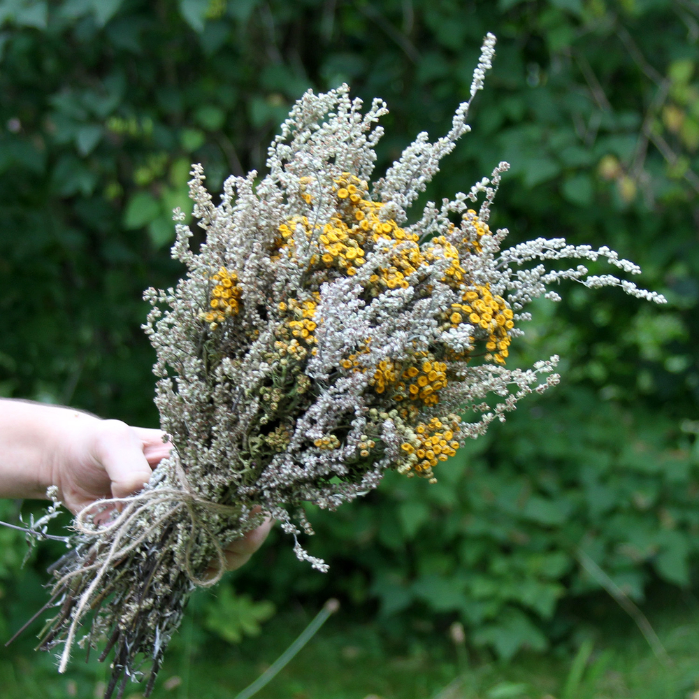 Букет сухоцветов Пижма и Полынь 30х25 см