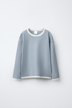 ZARA ОДНОТОННАЯ ПИЖАМА В РУБЧИК, СЕРО-СИНИЙ