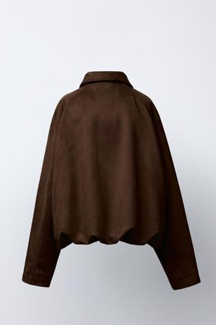 ZARA БОМБЕР ИЗ ИСКУССТВЕННОЙ ЗАМШИ, ШОКОЛАДНЫЙ