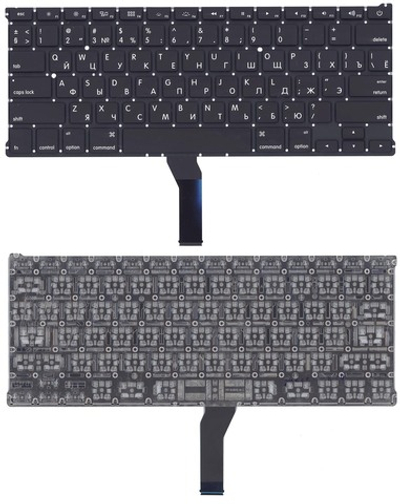 Клавиатура для ноутбука MacBook A1369 2011+  черная с подсветкой, плоский ENTER