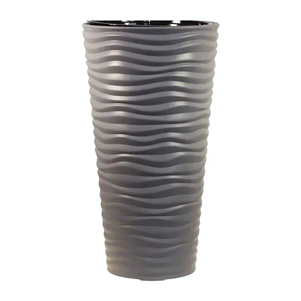 Кашпо ДЮНА D340мм H 630ммл со вставкой Серый 0,63х0,34х0,34м