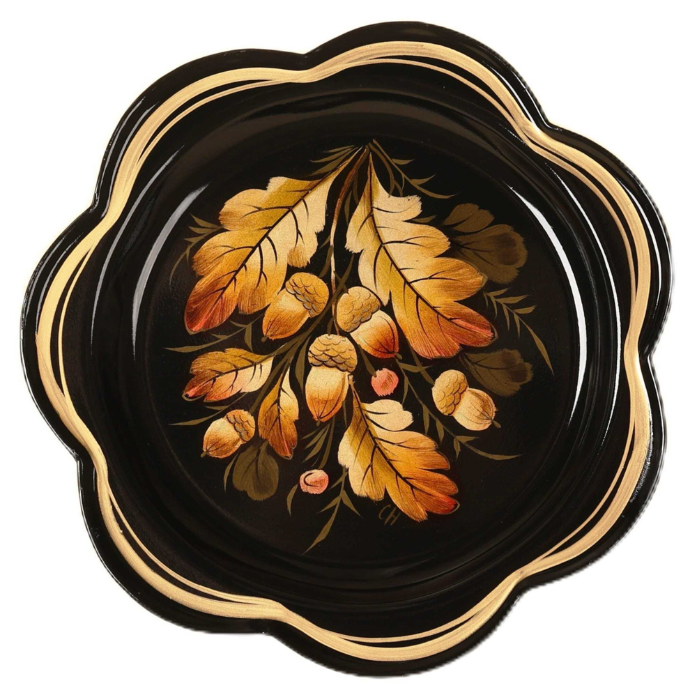 Жостовский поднос декоративный, размер 18 см (A1), металлический