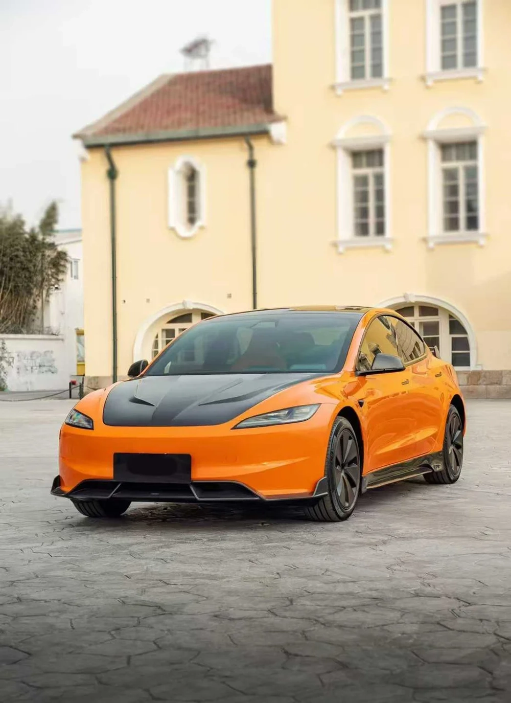 Карбоновый обвес для Tesla Model 3 2017-2025+ боковые юбки диффузор капот спойлер губа переднего бампера