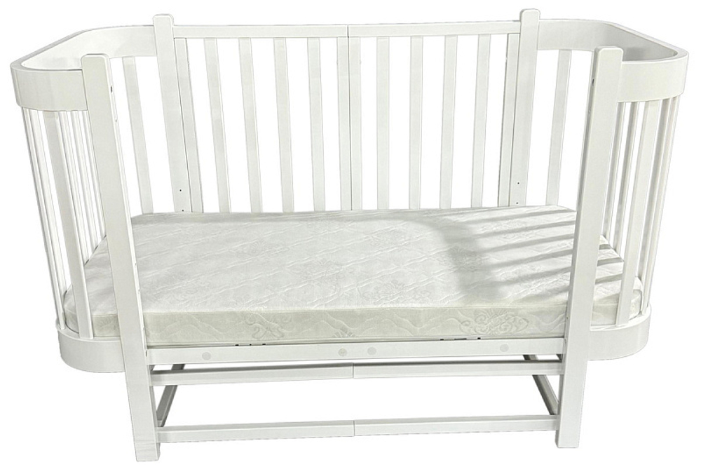 Детская кроватка Антел Nezabudka продольный маятник 3 в 1 белый/белый