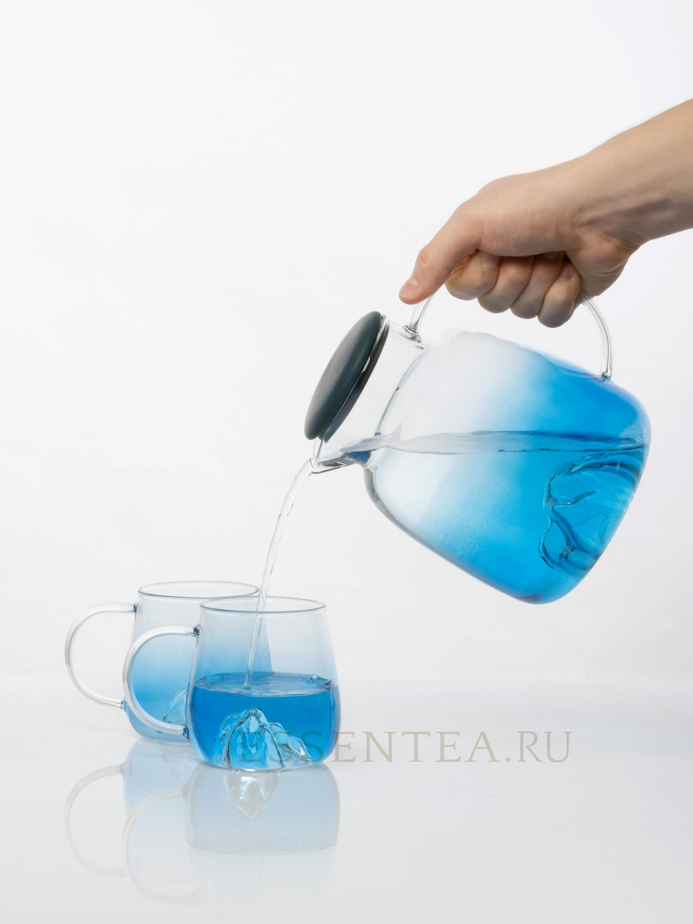 Набор посуды "Мейтонг" из стекла, (кувшин на 1800мл и две чашки по 300мл )