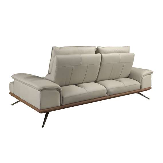 3-местный диван из серо-коричневой кожи, модель 6247