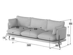 Поско Диван трехместный PSC-03 Merino 003/Металл Черный