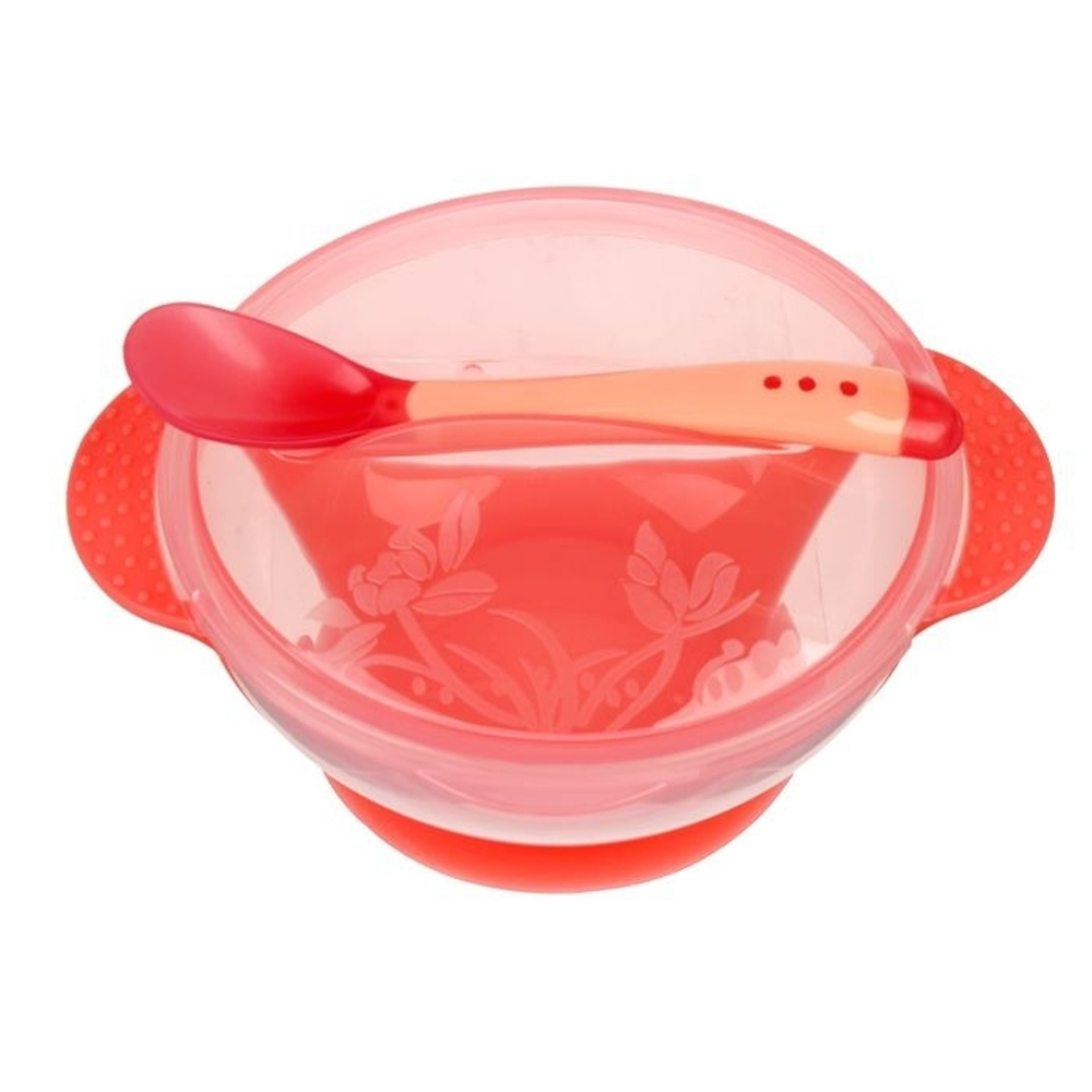 1886864 Набор для кормления, 3 предмета: миска 350 мл на присоске, крышка с рисунком, ложка, цв