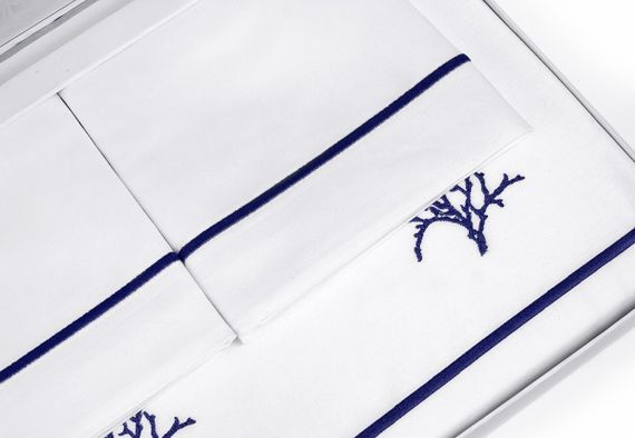 Постельное белье CORALLO NAKISLI  синий  deluxe TIVOLYO HOME Турция