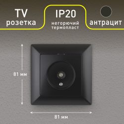 Розетка Intro Solo 4-301-05 TV одиночная, СУ, антрацит