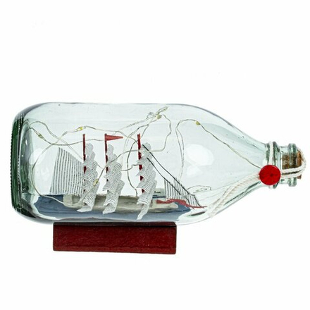 GAEM Изделие декоративное "Корабль в бутылке" (подсветка, 3xLR44), L18 W7,5 H8,5 см