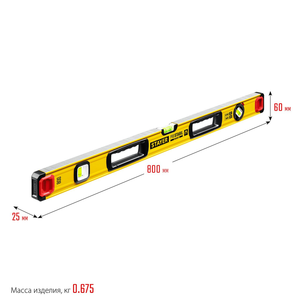 Магнитный уровень с поворотным глазком STAYER PRO STABIL, 800 мм, усиленный профиль, Professional (3480-080)