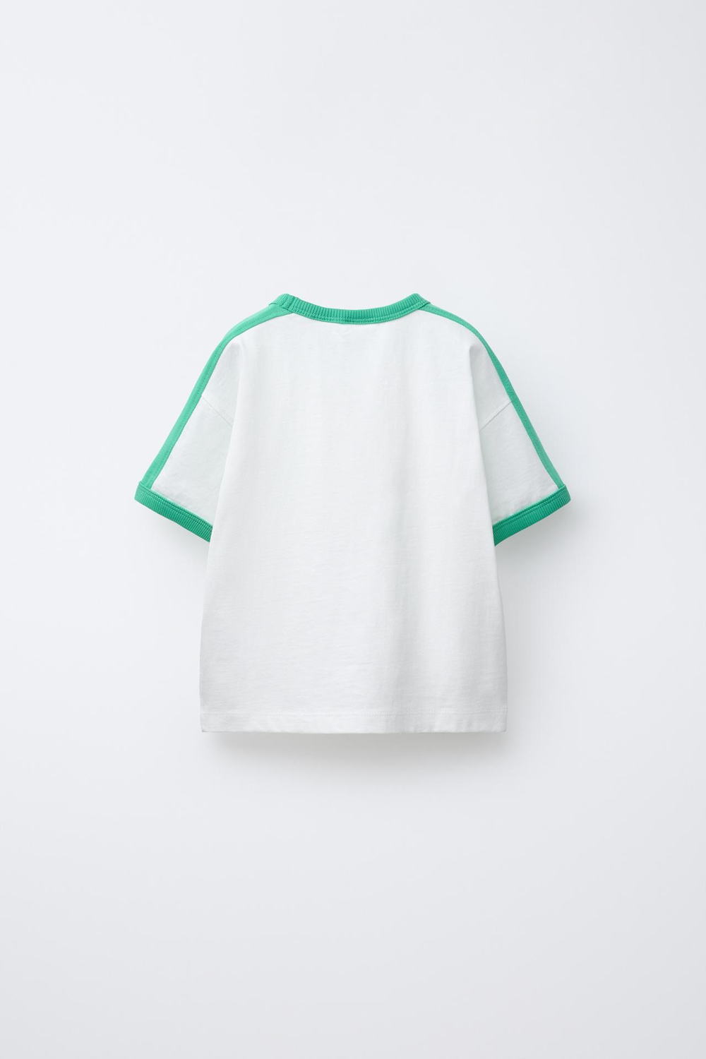 ZARA ФУТБОЛКА С РЕЛЬЕФНЫМ ТЕКСТОВЫМ ПРИНТОМ, БЕЛЫЙ/ЗЕЛЕНЫЙ