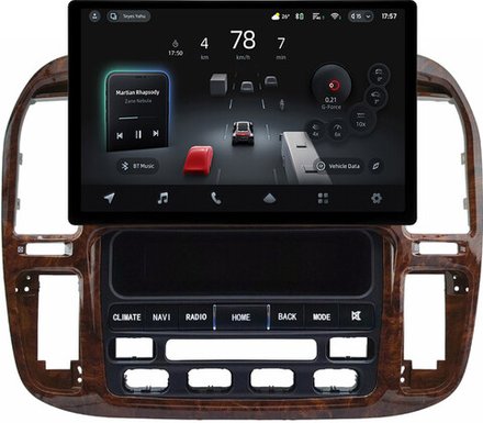 Магнитола для Toyota Land Cruiser 100, Lexus LX470 1998-2002 (климат на ШГУ, рамка дерево) - Teyes CC4-PRO монитор 13" 2K QLED на Android 13, Snapdragon 778G, 8+128, AI, CarPlay, DSP, 4G SIM-слот