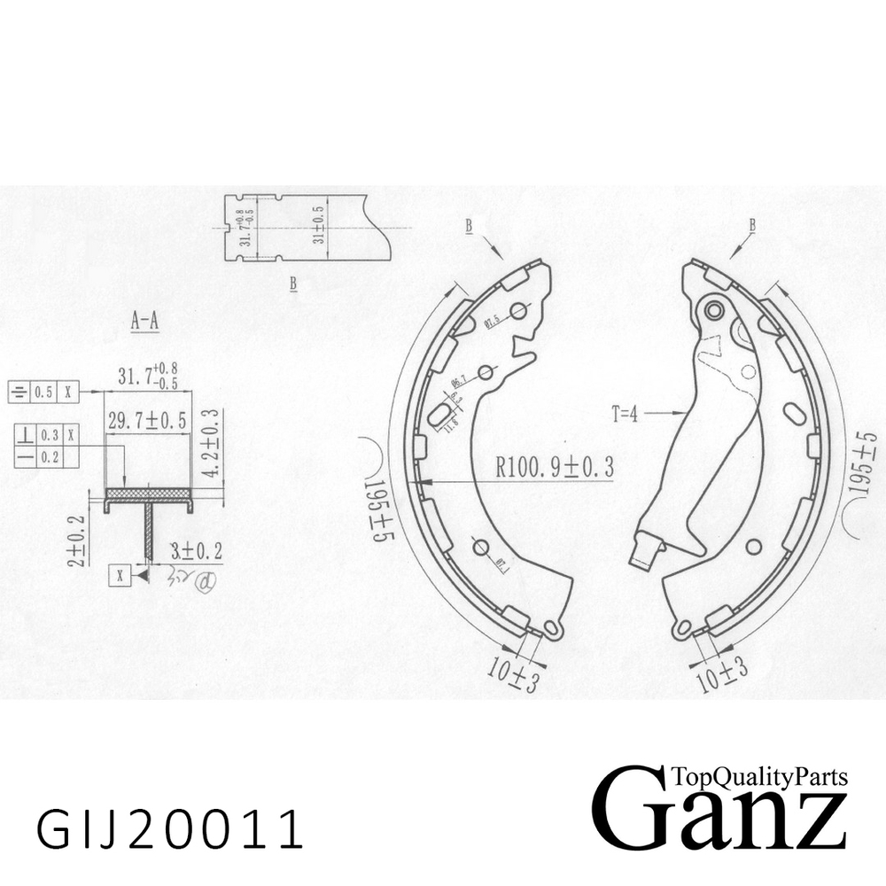 Колодки барабанные HYUNDAI Solaris II 2017 /OE parts GANZ GIJ20011