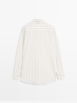 Massimo Dutti Трехцветная рубашка из струящейся ткани в полоску, белый