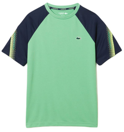 Футболка мужская теннисная Lacoste SPORT Regular Fit Logo Stripe T-shirt - green/navy blue