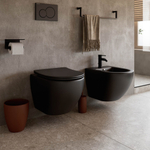 Комплект подвесной безободковый унитаз Ceramica Nova Metropol Rimless с крышкой-сиденьем CN4002MB, черный матовый + инсталляция Am.Pm ProC I012707.0238 с клавишей смыва ProC S, чёрная матовая