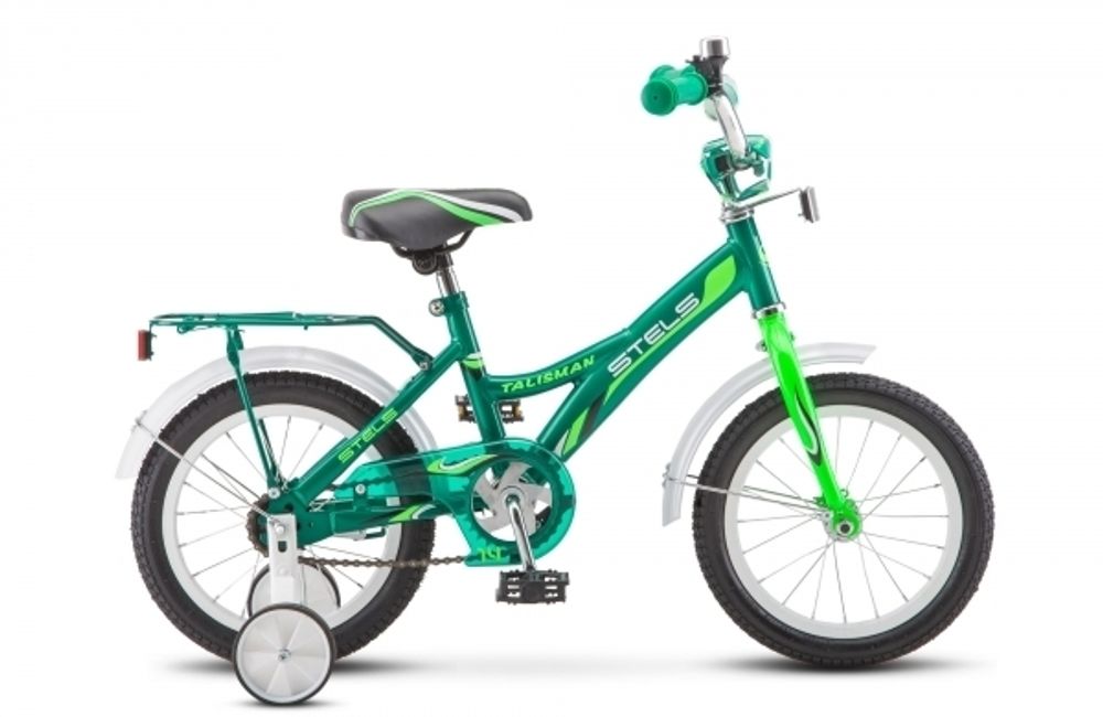 Велосипед STELS TALISMAN Z010 14 сталь 1-ск. ножной тормоз доп. колеса зеленый