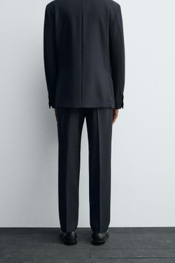 ZARA КОСТЮМНЫЕ БРЮКИ ИЗ 100% ШЕРСТИ, МОРСКОЙ СИНИЙ