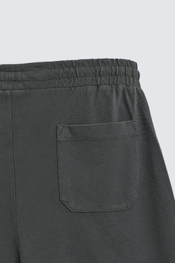 ZARA ШОРТЫ ИЗ ХЛОПКОВОГО ПИКЕ REGULAR FIT С ЭФФЕКТОМ ПОТЕРТОСТИ, АНТРАЦИТОВО-СЕРЫЙ