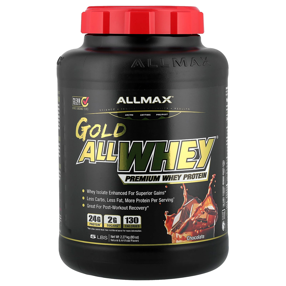ALLMAX, GOLD ALLWHEY®, сывороточный протеин премиального качества, шоколад, 2,27 кг (5 фунтов)