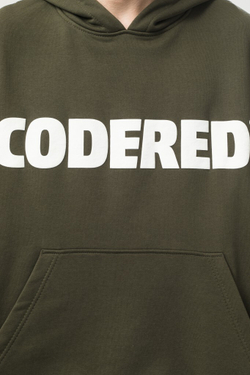 Толстовка CODERED Base Hoodie Wide Summer Logo R Болотный/Белый принт CODERED