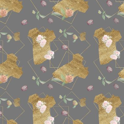 Розы and gold on grey