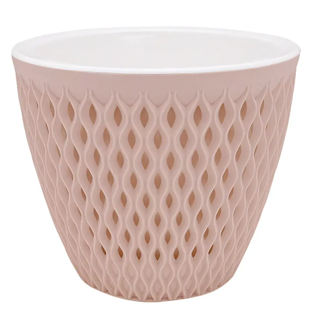 Кашпо для цветов пластиковое 1,6л d-16см «Версаль» Пудровый