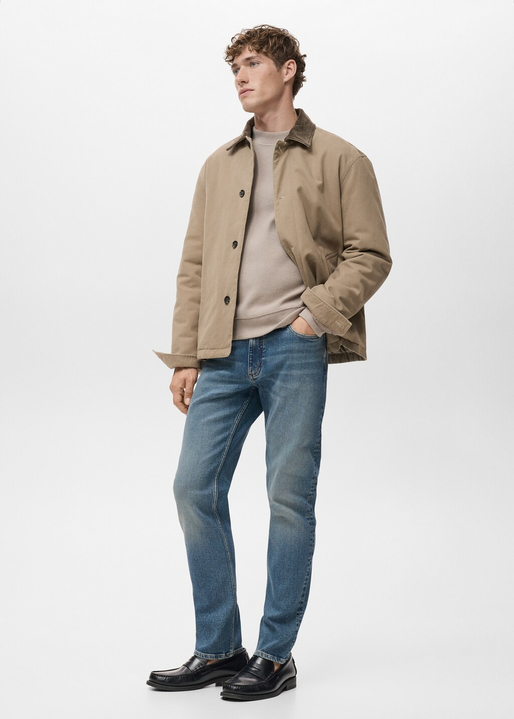 Джинсы Jan slim fit среднего тона с эффектом потертости