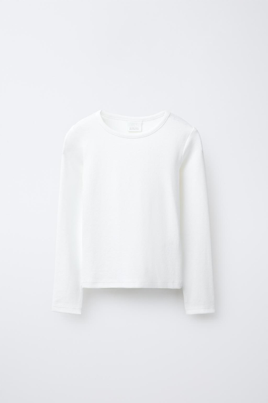 ZARA ОДНОТОННАЯ ФУТБОЛКА С МОДАЛОМ, БЕЛЫЙ