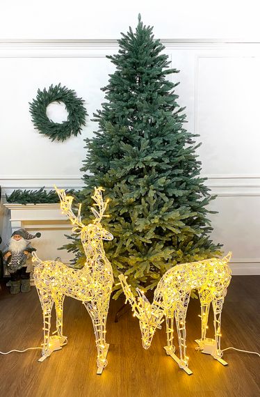 Фигура Лесной олень с освещением на водопое (ажур) 110 см Ёлочки в Дом