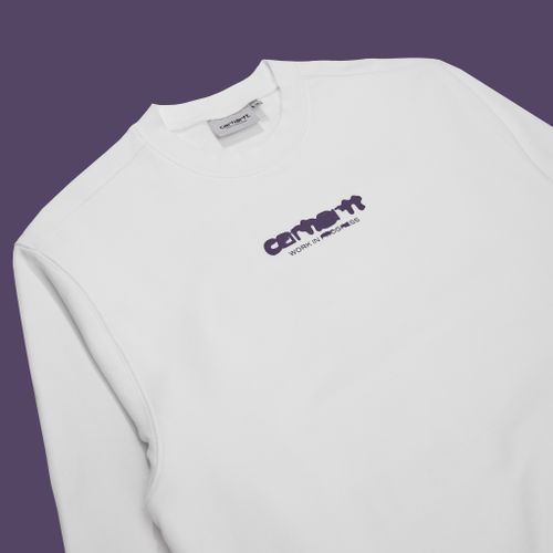 Толстовка мужская Carhartt WIP Ink Bleed Sweatshirt артикул:I032866_white_tyrian - купить в магазине Дайс