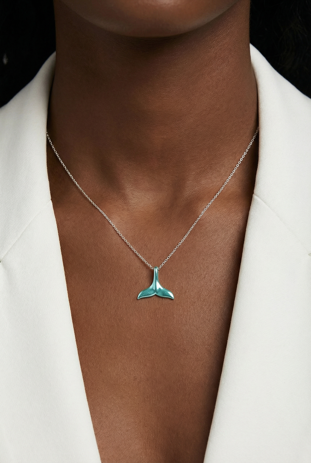 Подвеска из серебра "Хвост кита" голубая