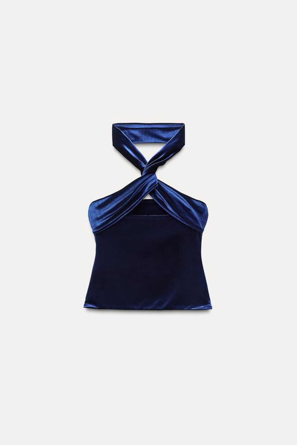 ZARA ТОП ИЗ БАРХАТА, ЦВЕТ НОЧНОГО НЕБА